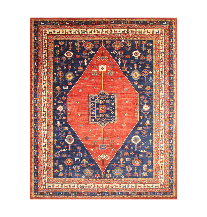 9x12 Red Blue Tribal Gabbeh Afghan Nomad Qashqai Rug