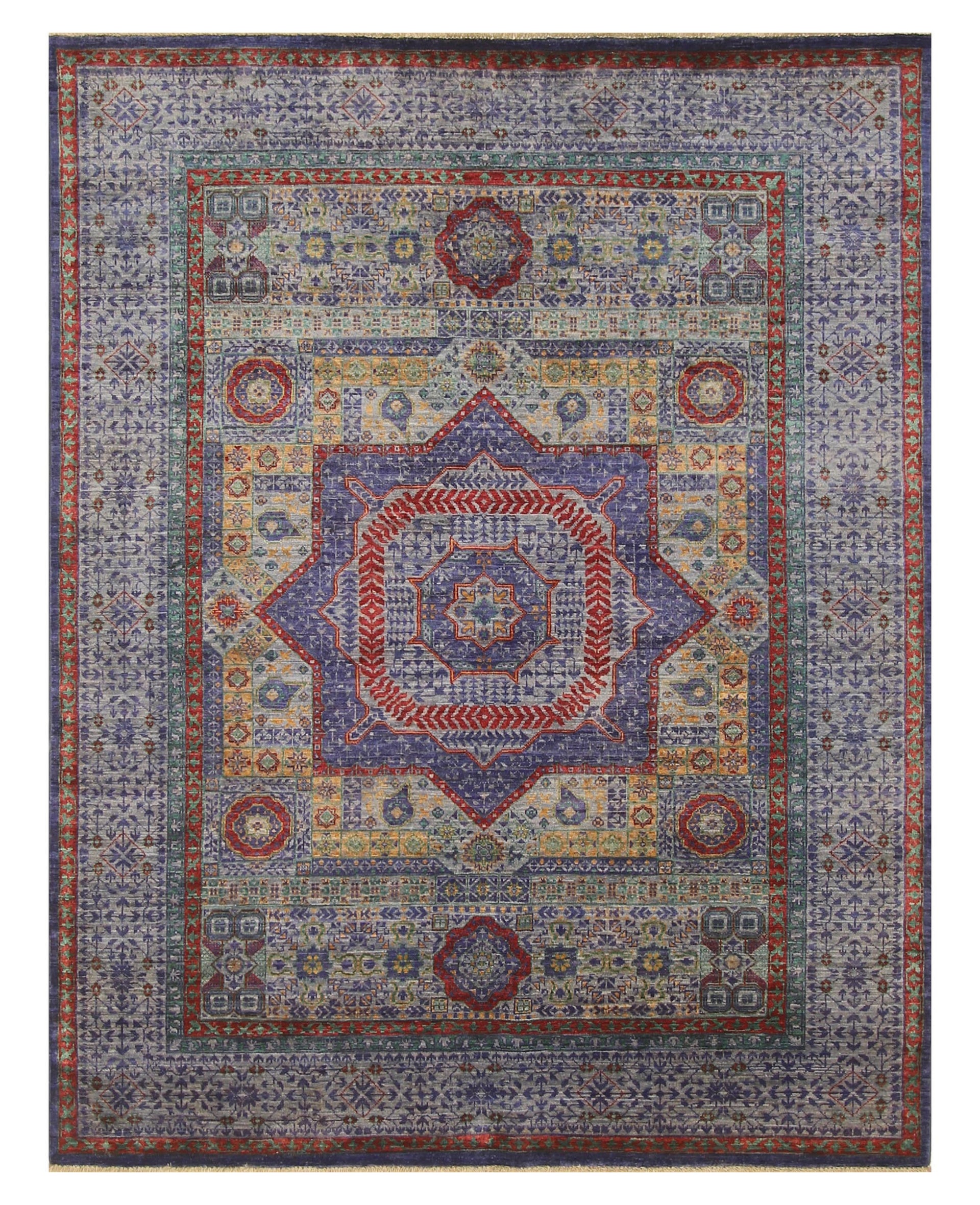 5x7 Blue Mamluk Hand knotted Turkish Rug