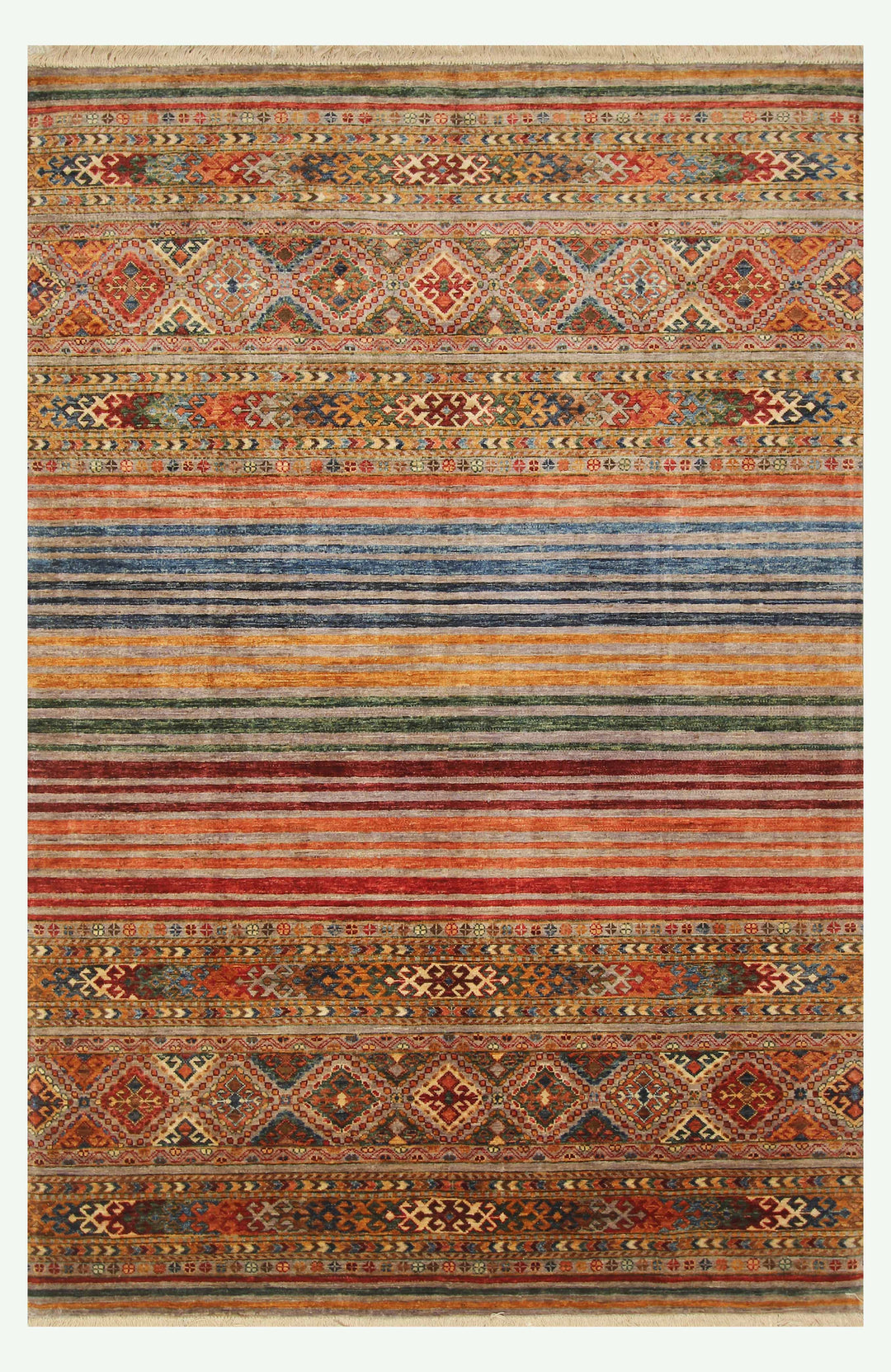 6x9 Gray Tribal Gabbeh Afghan Hand knotted Rug - Yildiz Rugs