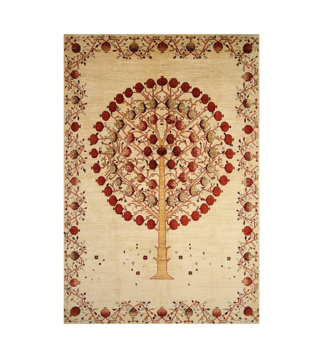 7x10 Beige Gabbeh Tree of Life Afghan Hand knotted Rug