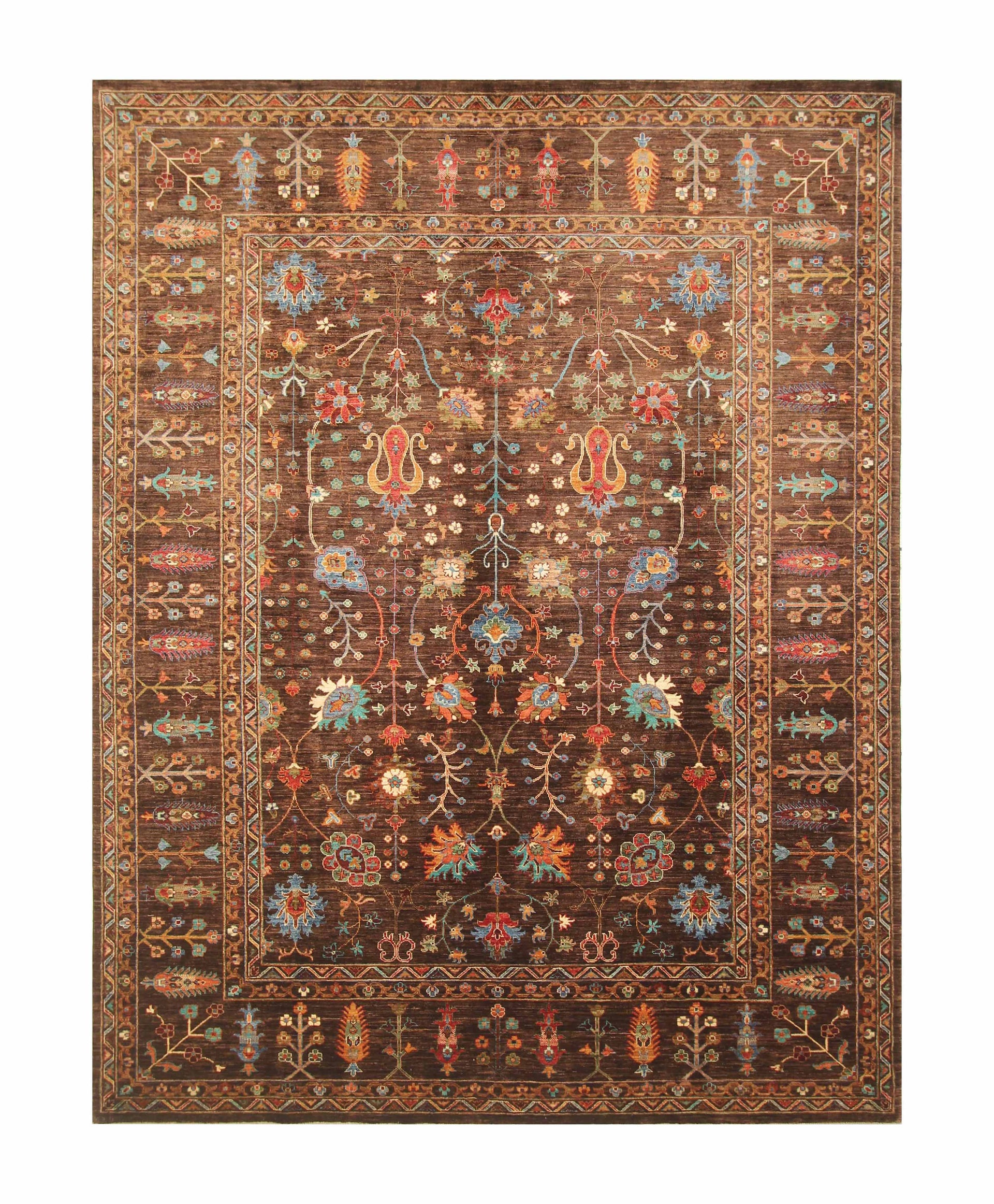 8x10 Dark Brown Afghan Bidjar Hand knotted Oriental Rug - Yildiz Rugs