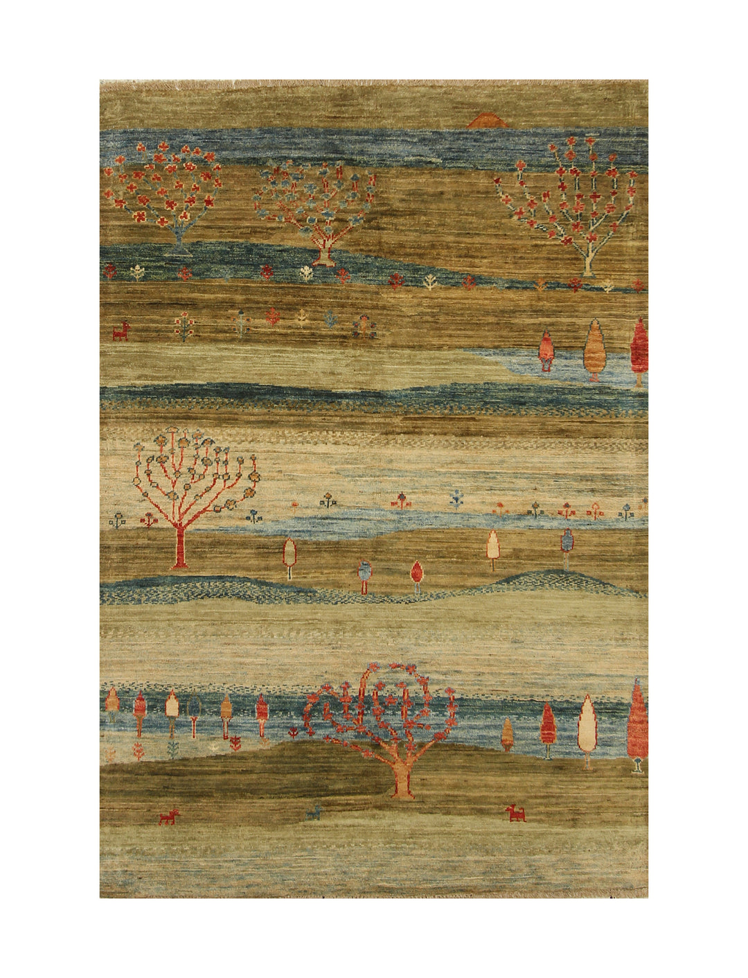 SOLD 4x6 Green Gabbeh Landscape Afghan Hand knotted Rug