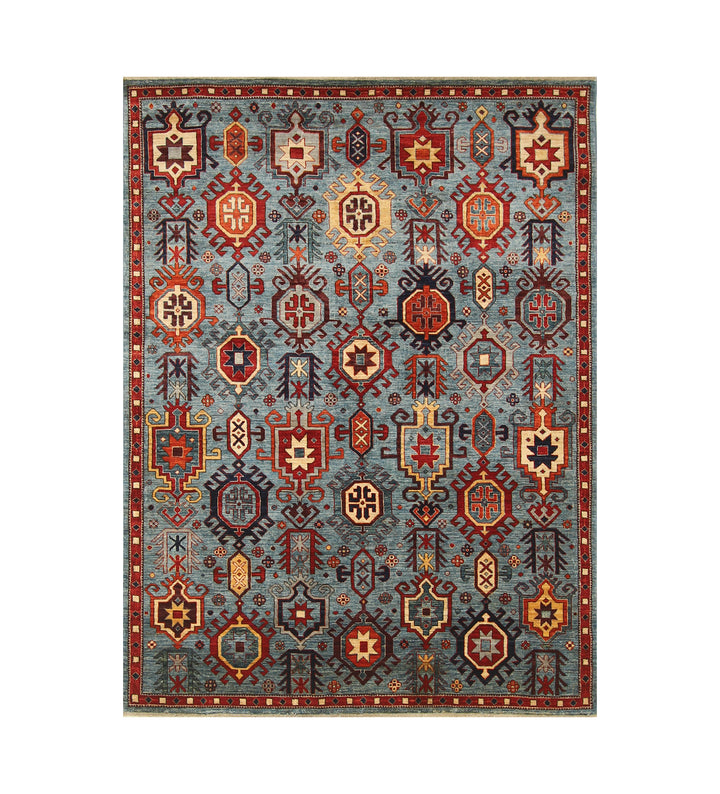 5x7 Blue Anatolian Oushak Hand Knotted Turkish Rug