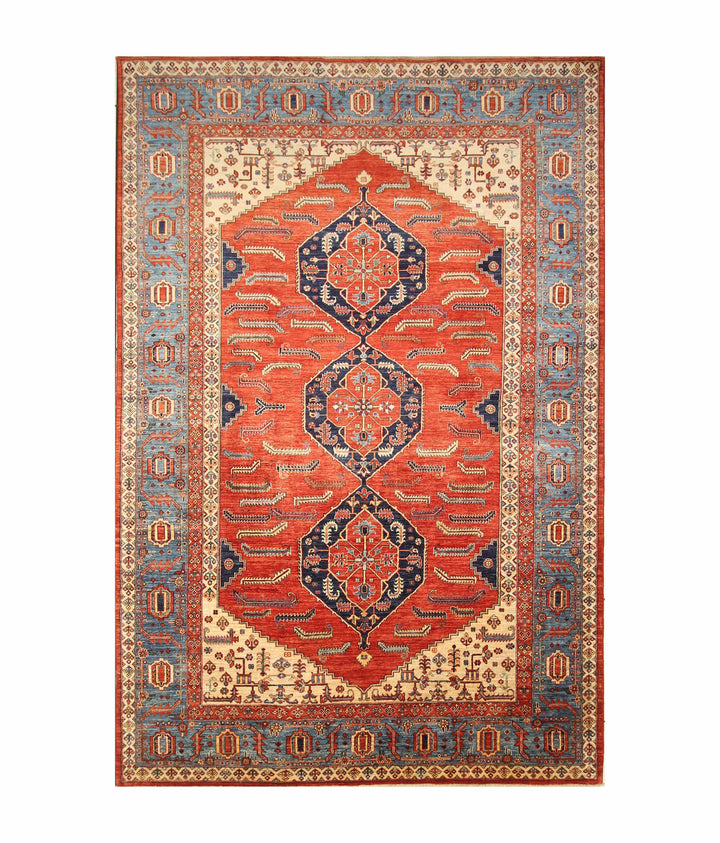 8x12 Red Heriz Afghan Hand Knotted Oriental Rug