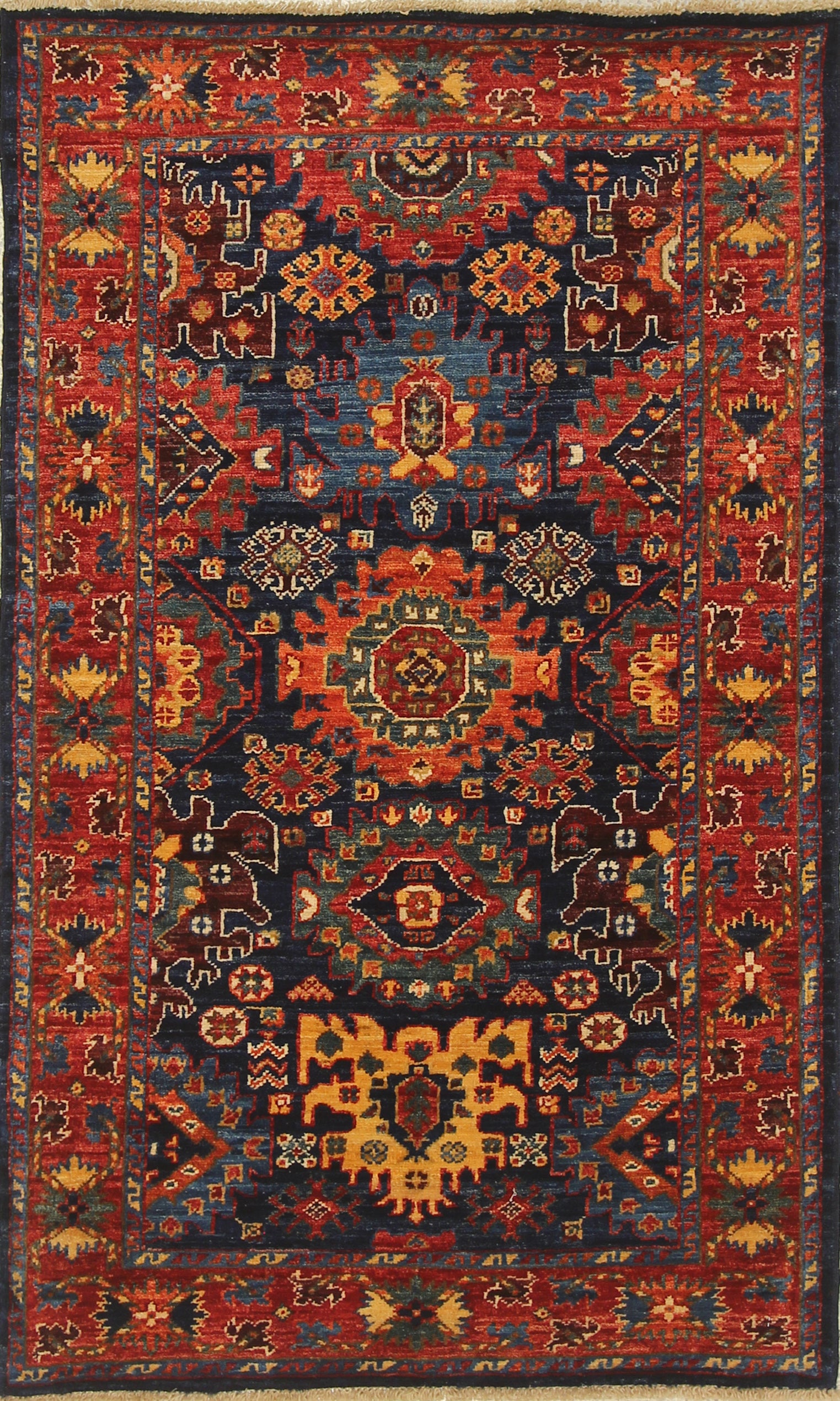 3x5 Navy Blue Baluch Afghan Hand knotted Oriental Rug - Yildiz Rugs