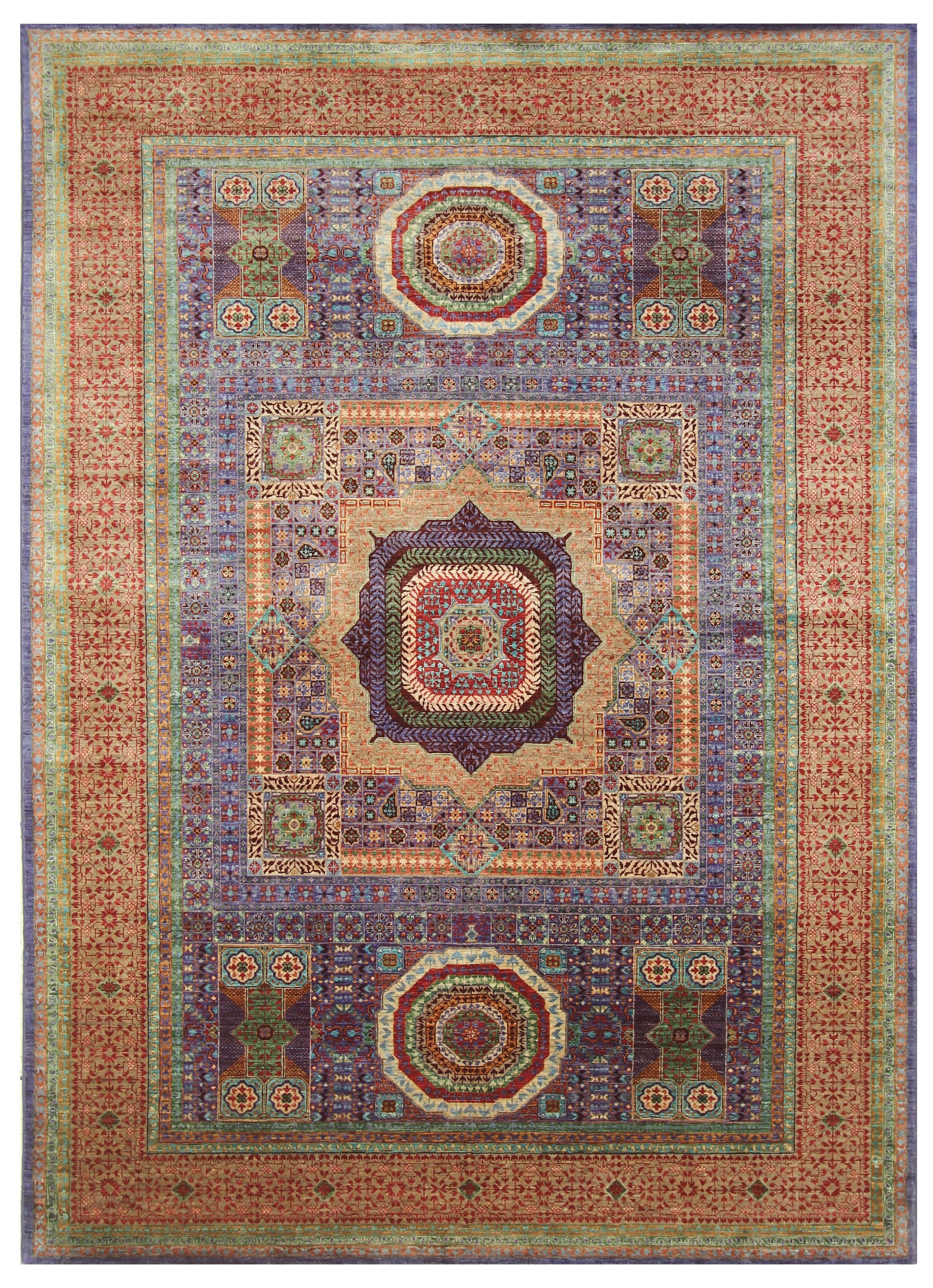 7x10 Blue Turkish Mamluk Hand knotted Medallion Rug - Yildiz Rugs