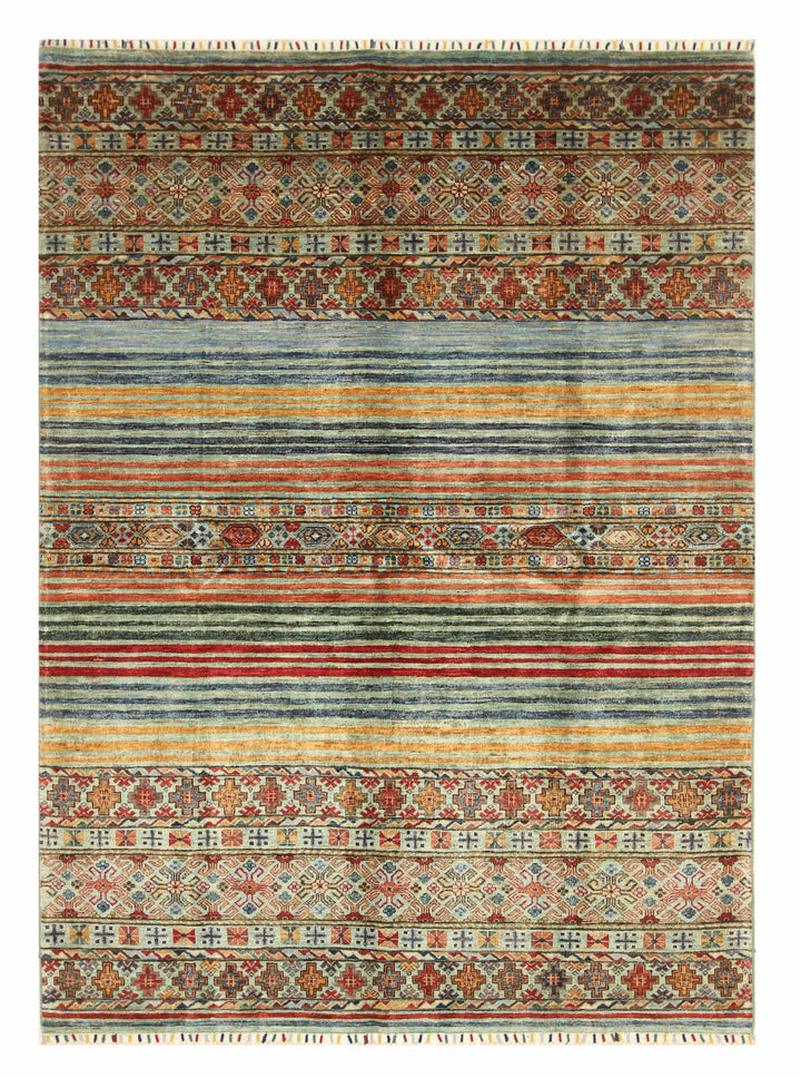 6x8 Blue Tribal Gabbeh Afghan Hand knotted Rug - Yildiz Rugs