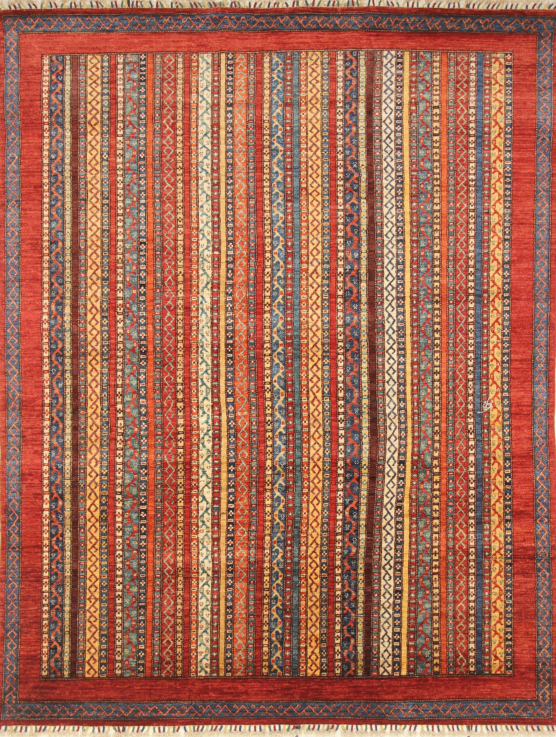 7x8 Red Area Turkish Style Hand-Knotted Tribal Rug - Yildiz Rugs