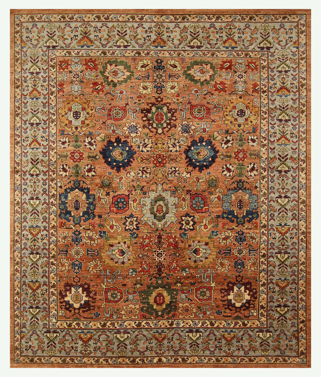 8x10 Brown Bidjar Afghan Harshang Hand knotted Rug - Yildiz Rugs