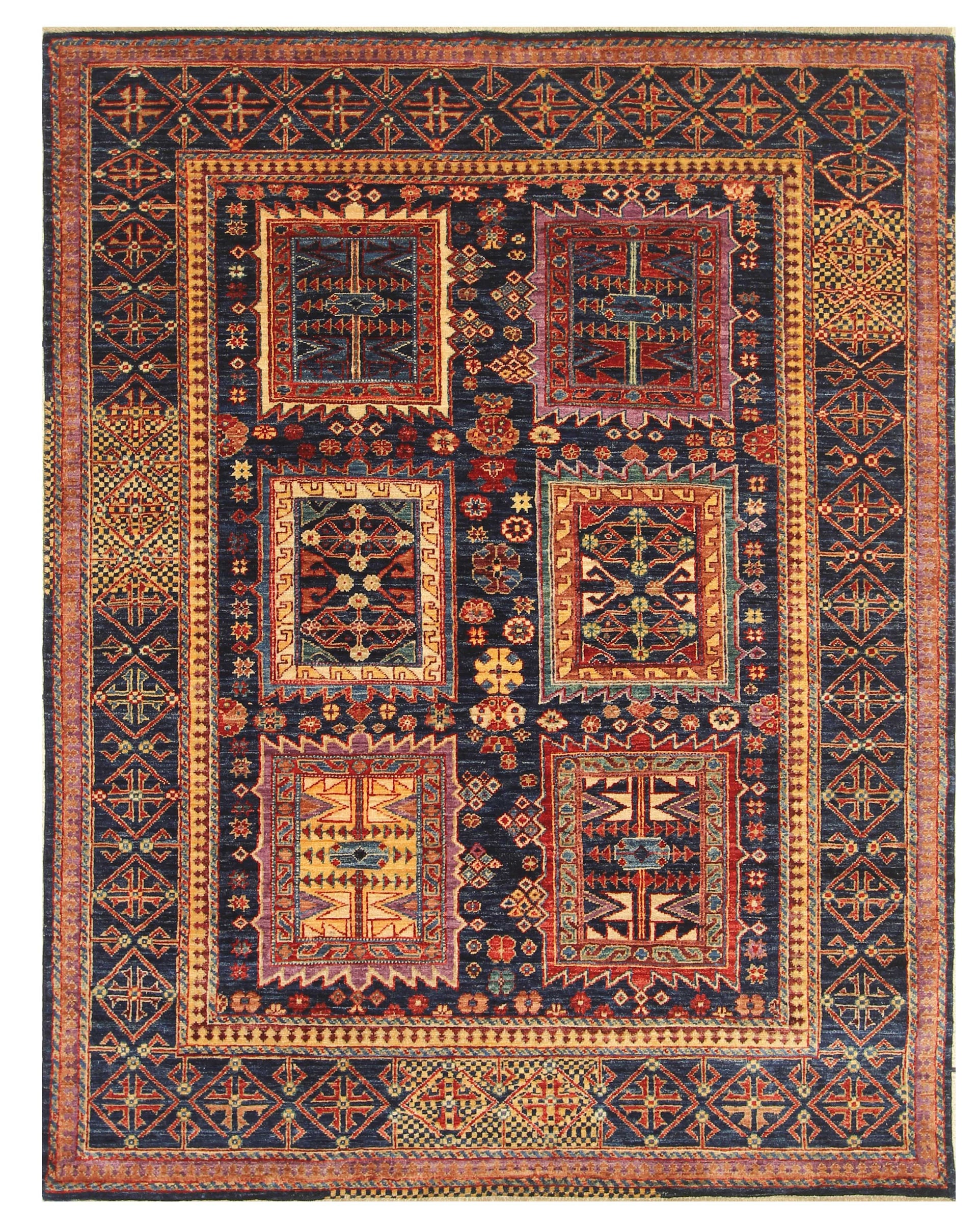 5x7 Navy Blue Tribal Baluch Afghan Hand knotted Oriental Rug - Yildiz Rugs