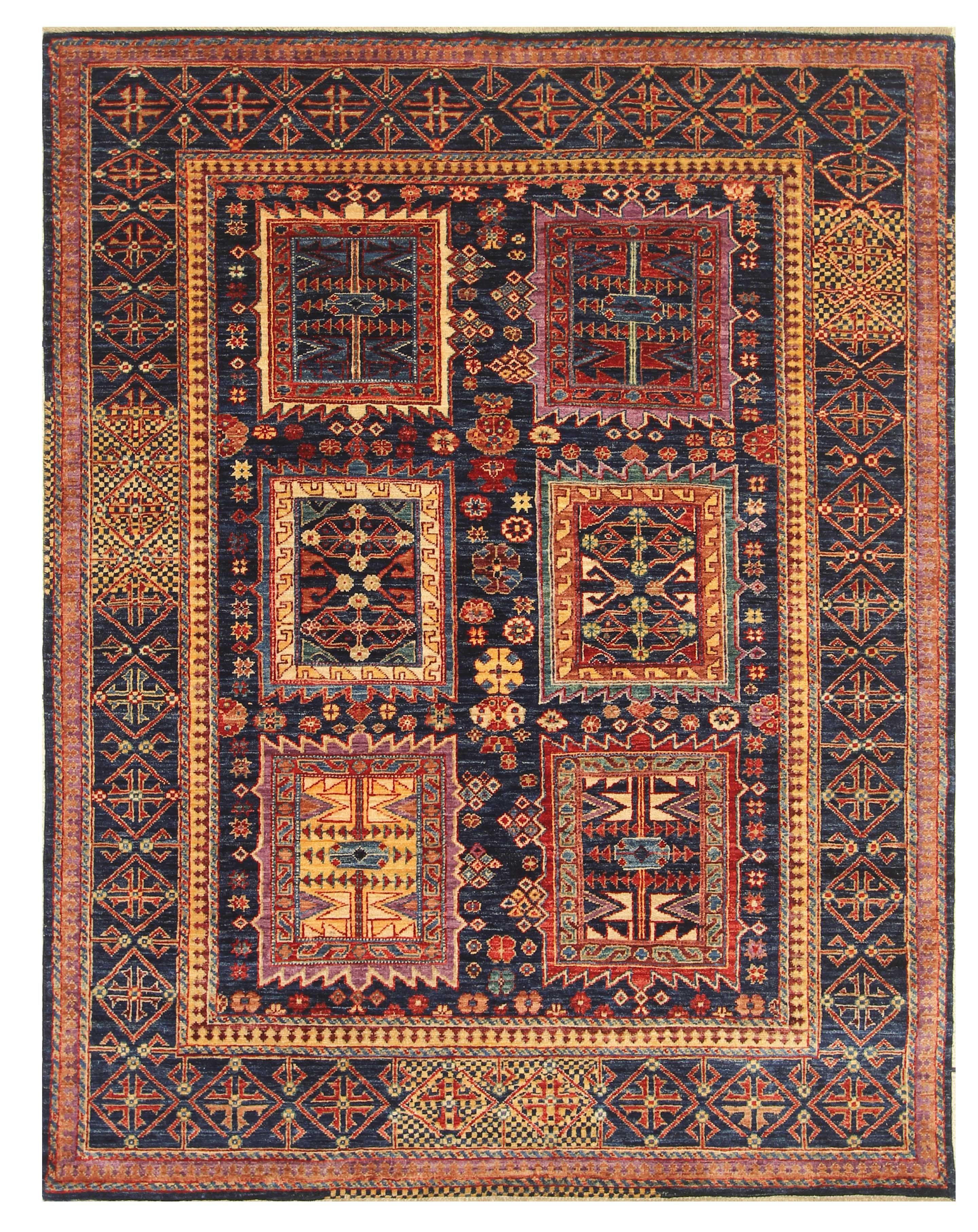 5x7 Navy Blue Tribal Baluch Afghan Hand knotted Oriental Rug - Yildiz Rugs