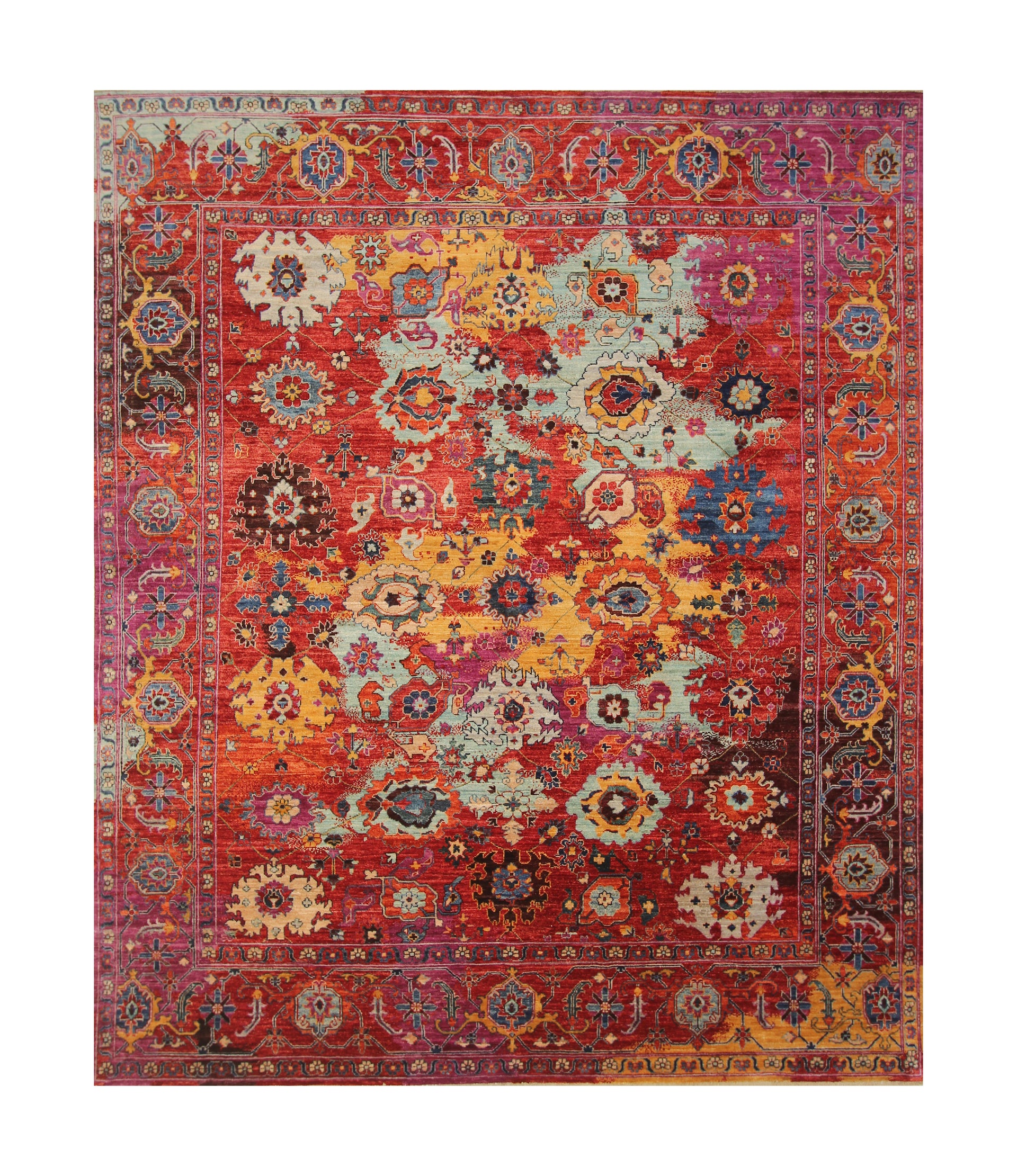 8x10 Red Modern Bidjar Oriental Afghan Hand knotted Rug - Yildiz Rugs
