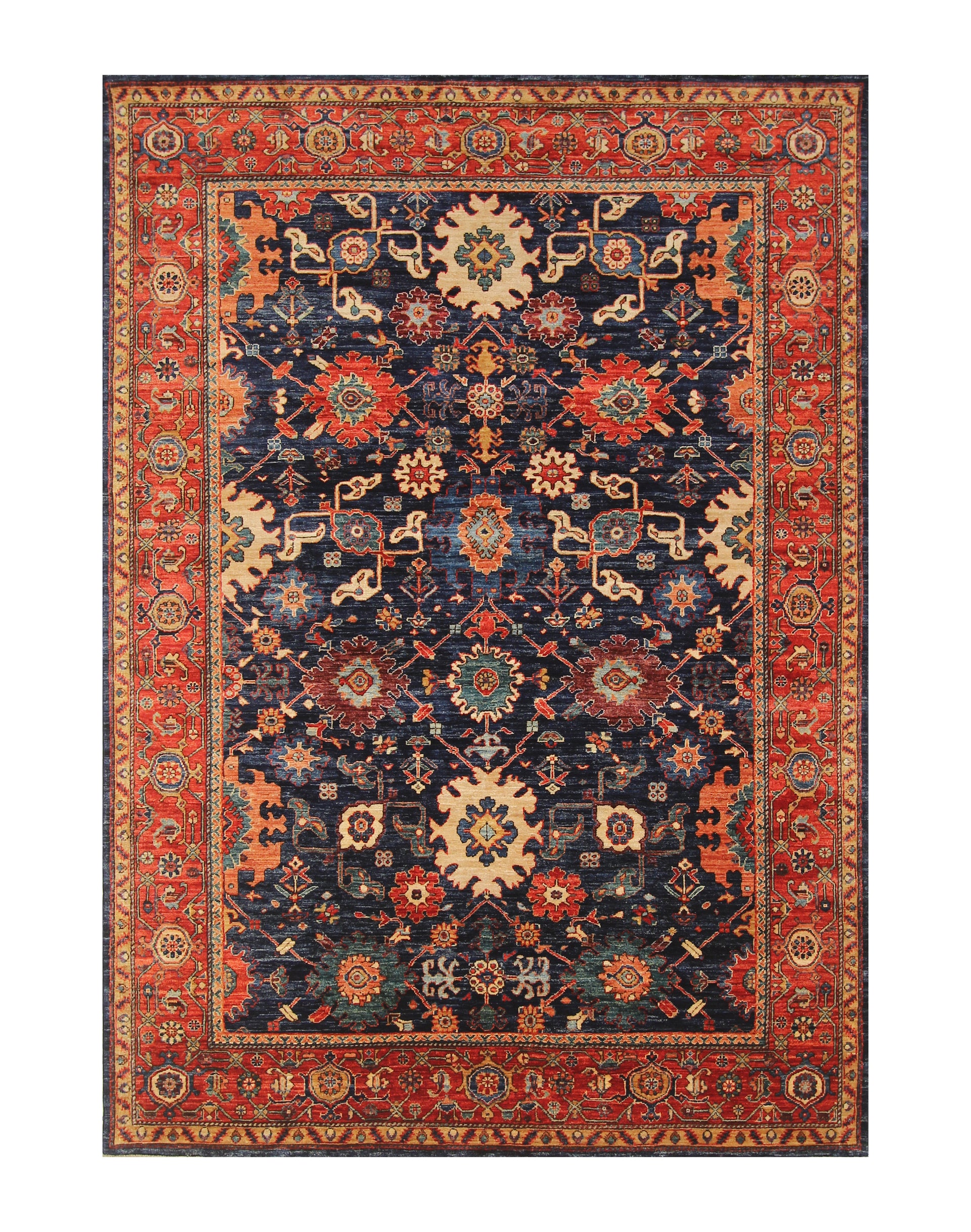 6x9 Bidjar Navy Blue Oriental Afghan Hand knotted Wool Rug - Yildiz Rugs