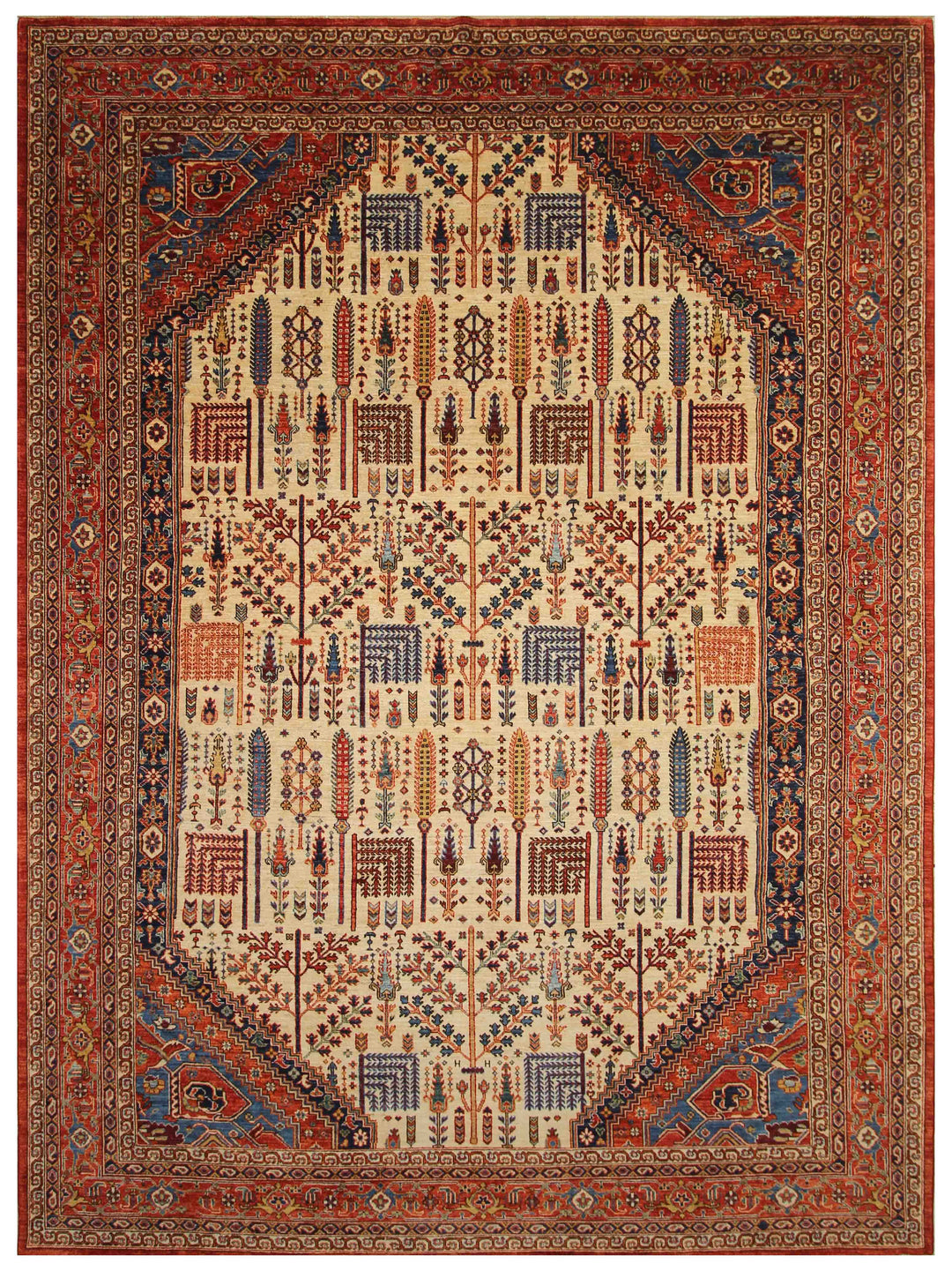 9x12 Beige Tribal Bakhshaish Afghan Hand knotted Tree of Life oriental Rug - Yildiz Rugs