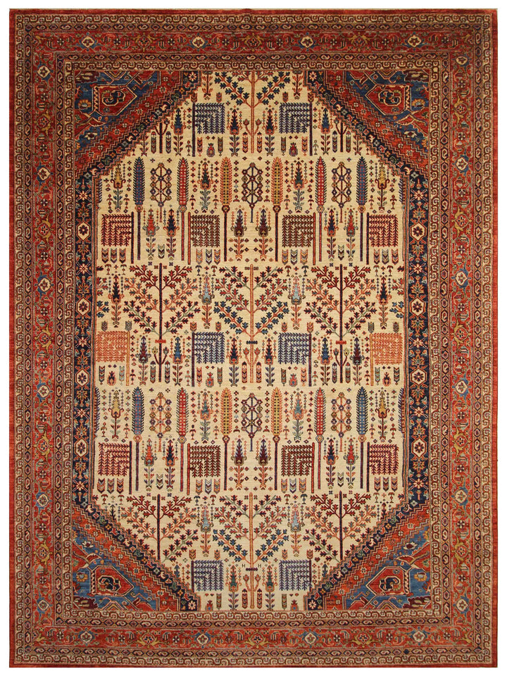 9x12 Beige Tribal Bakhshaish Afghan Hand knotted Tree of Life oriental Rug - Yildiz Rugs