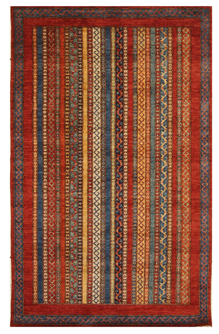 4'x6'6" Red Shawl Hand Knotted Tribal Wool Rug - Yildiz Rugs