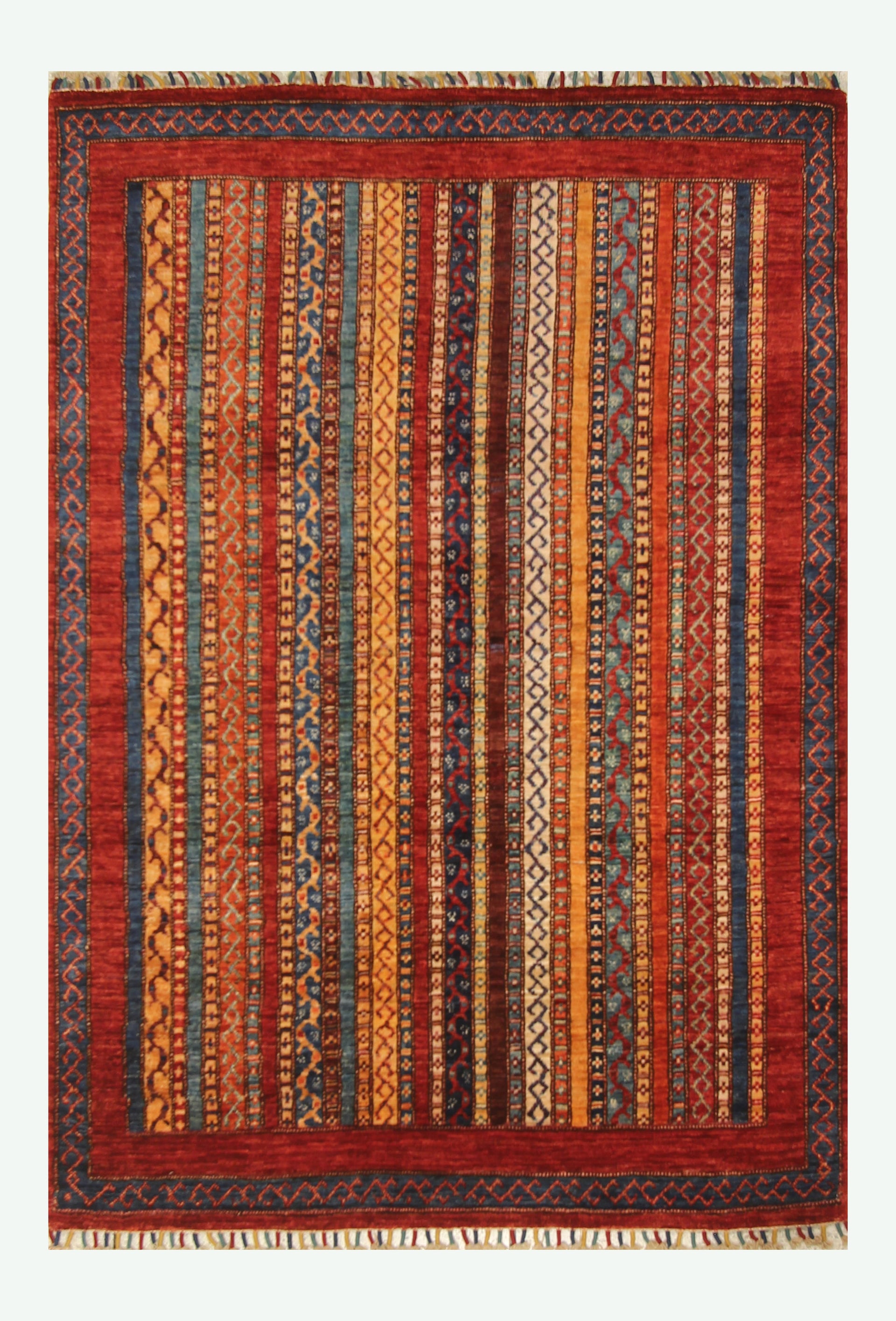 4x6 Red Shawl Hand Knotted Tribal Wool Rug