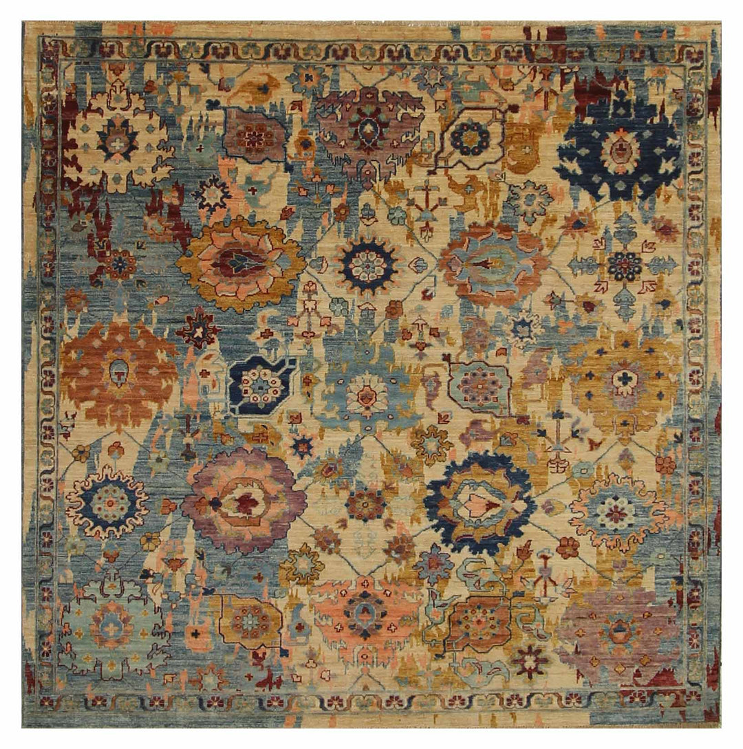 6 x 6 Beige Square Afghan Bidjar Hand knotted Modern Rug - Yildiz Rugs