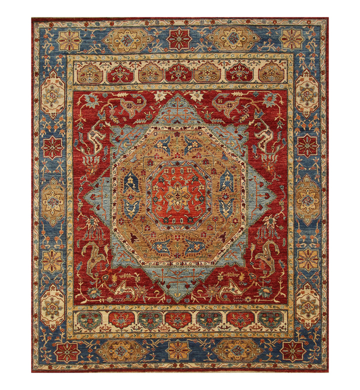 8x10 Red Mamluk Turkish Classic Red Hand knotted Medallion Rug