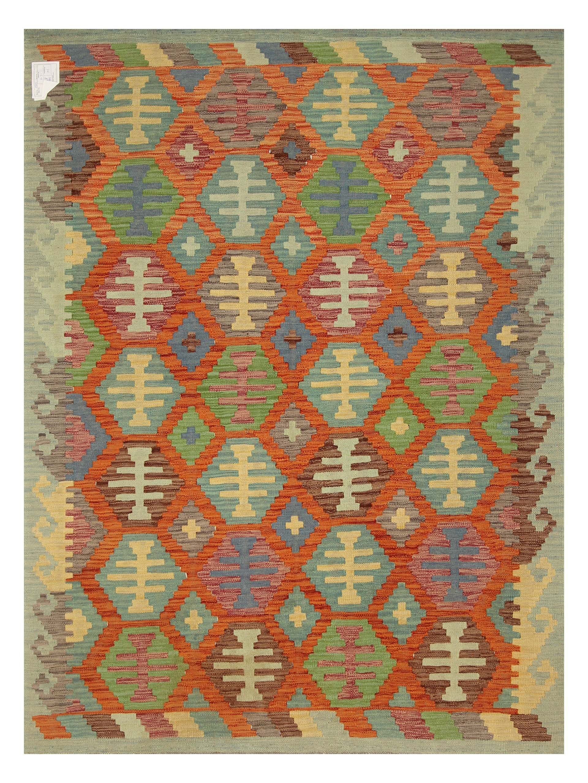 5x7 Rust Orange Afghan Handmade Wool Kilim Rug