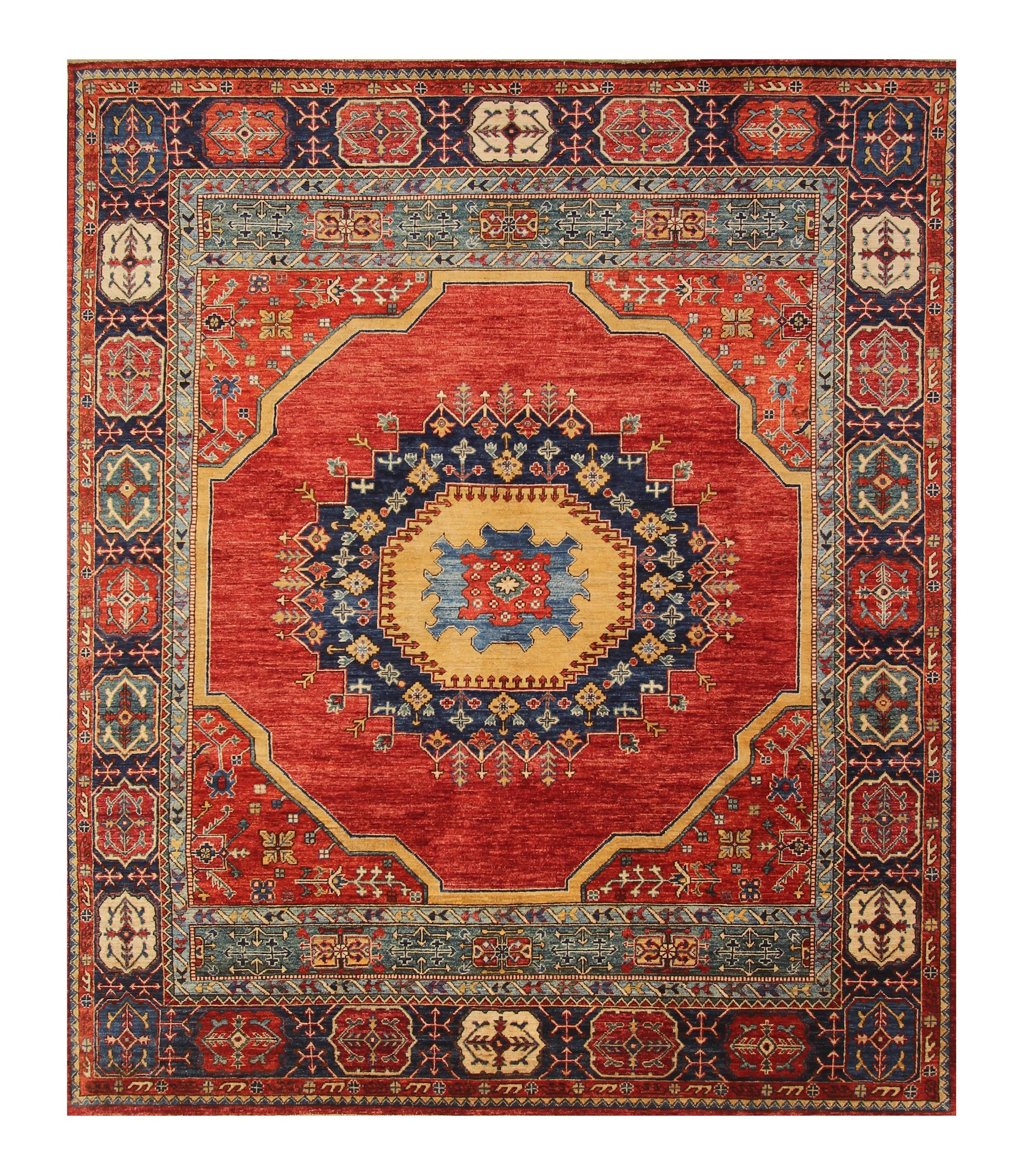 8x10 Red Heriz Afghan Hand knotted Oriental Medallion Rug - Yildiz Rugs