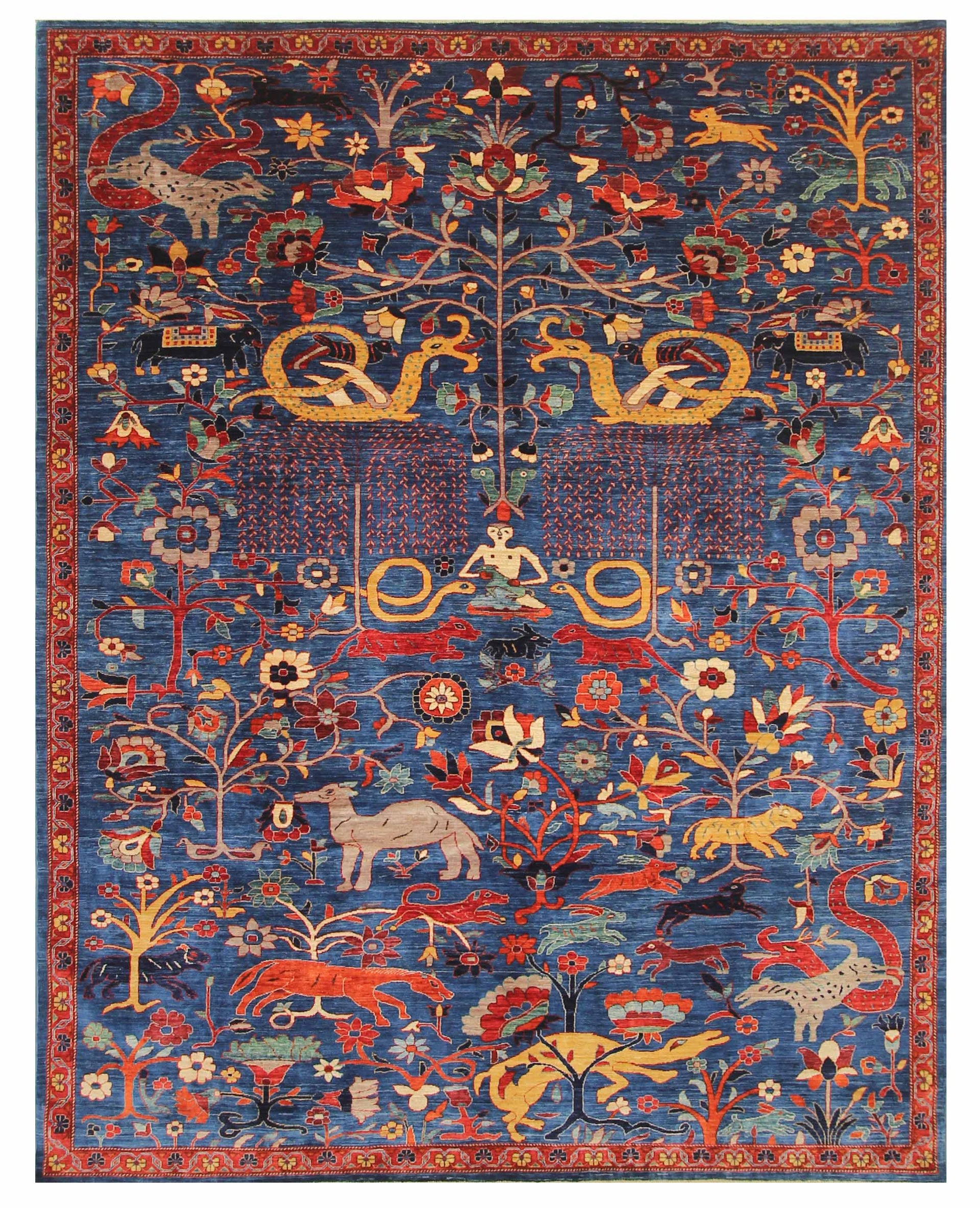 8x10 Navy Blue Nomadic Gabbeh Tribal Afghan Super Fine Hand Knotted Rug - Yildiz Rugs