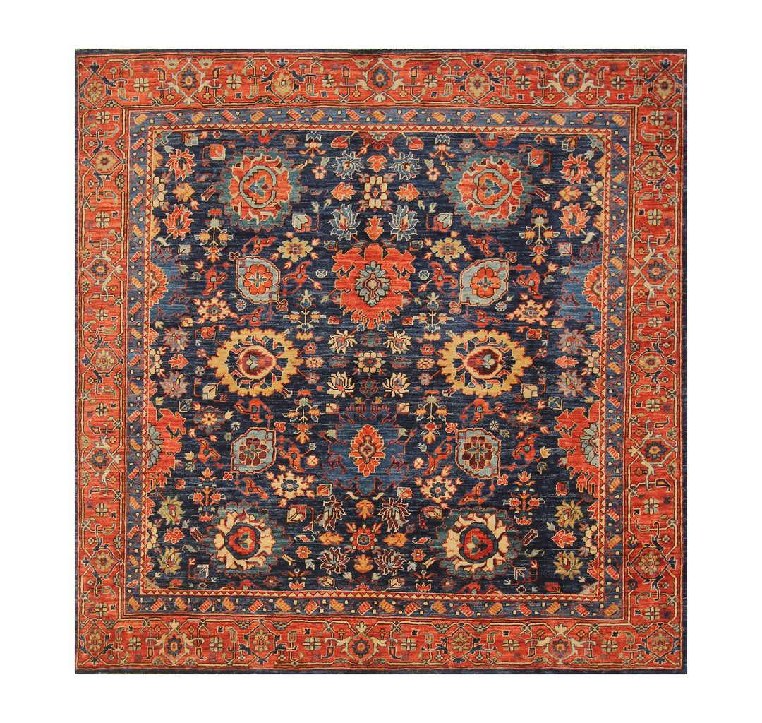 6x6 Navy Blue Bidjar Square Afghan Hand knotted Rug - Yildiz Rugs