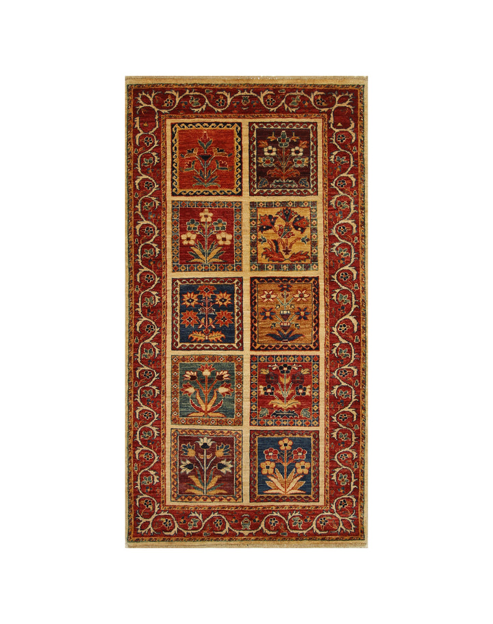 3x6 Beige Bakhtiyar Afghan Hand Knotted Runner Rug