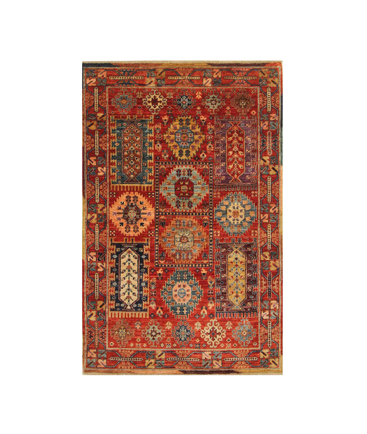 3x5 Red Baluch Tribal Afghan Hand knotted Rug