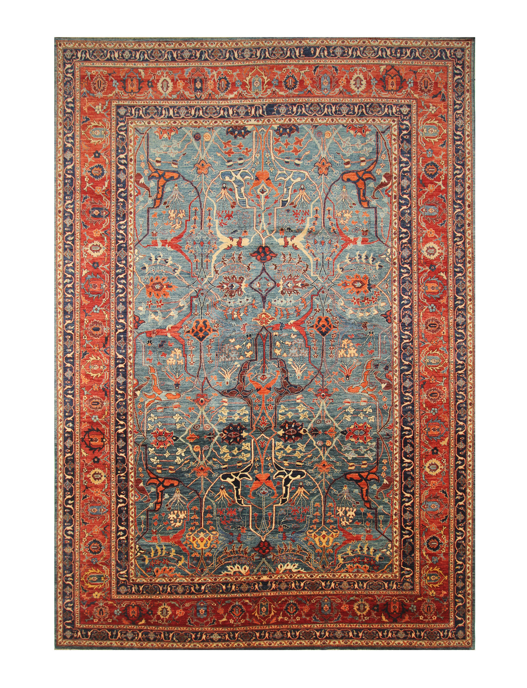 10x14 Greenish Blue Bidjar Afghan Hand knotted Wool Oriental Rug - Yildiz Rugs