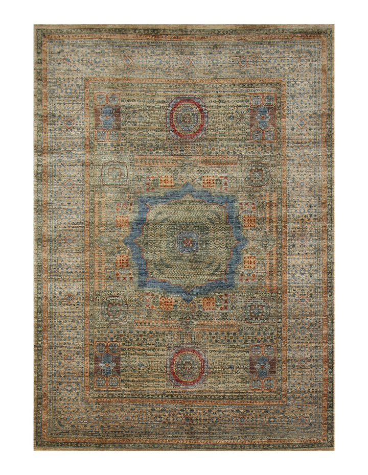 6x9 Taupe Gray Mamluk Hand Knotted Medallion Turkish Rug - Yildiz Rugs