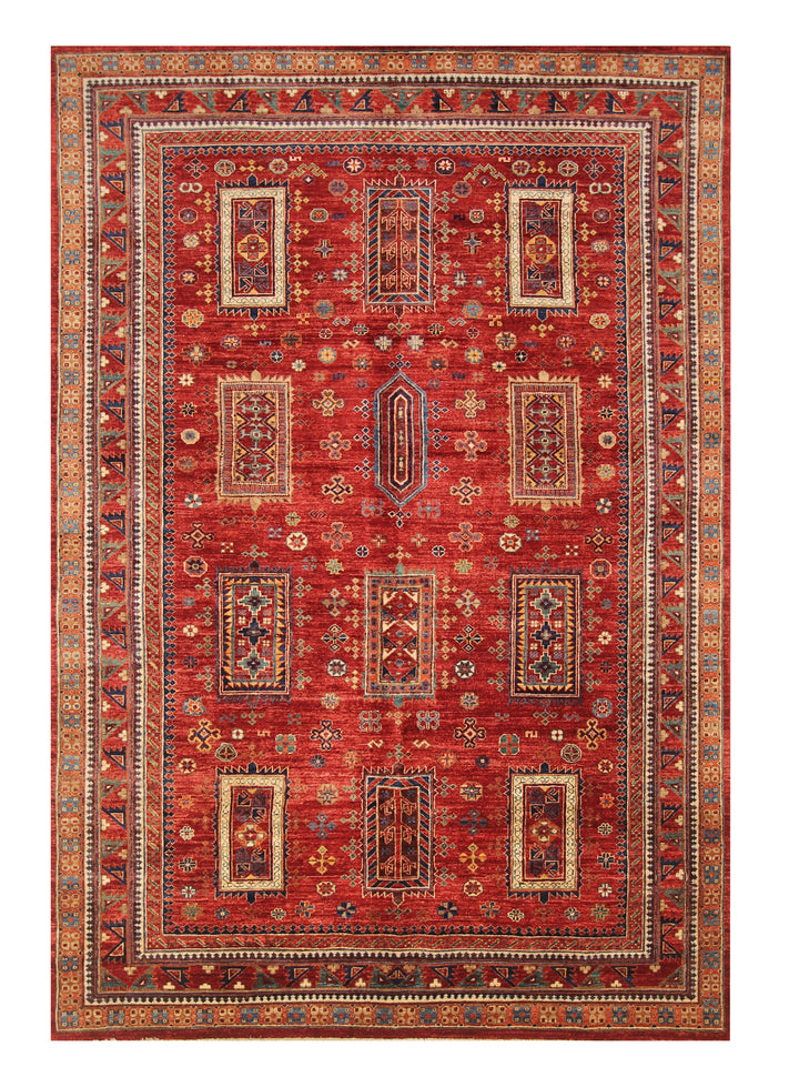 6x9 Red Afghan Baluch Hand knotted Oriental Rug - Yildiz Rugs