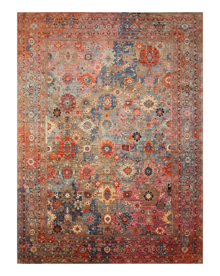 10x14 Gray Modern Bidjar Colors Burst Afghan Hand knotted Rug - Yildiz Rugs