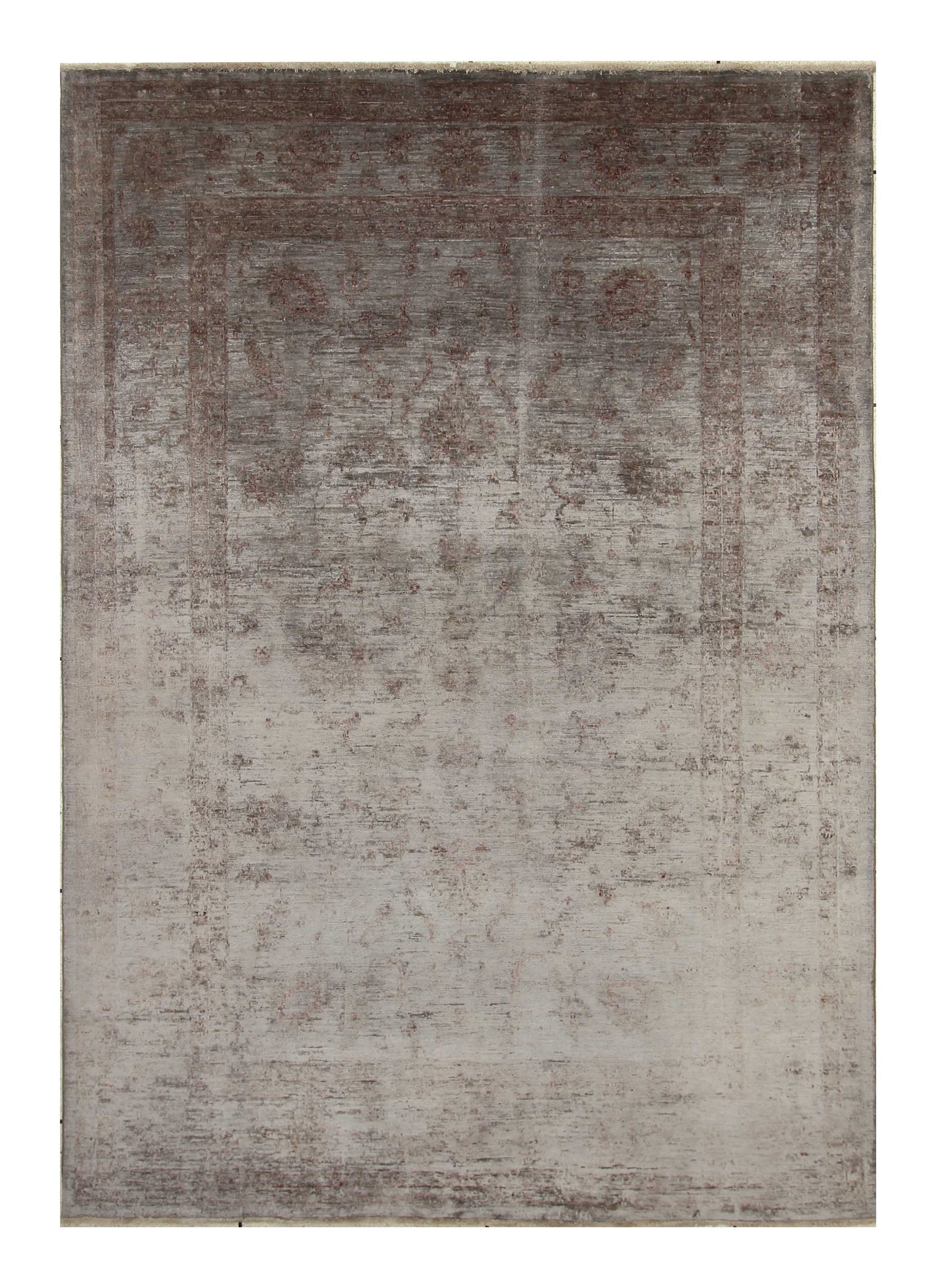 6'6"x9'10" Overdyed Oushak Slate Gray Hand-Knotted Rug - Yildiz Rugs