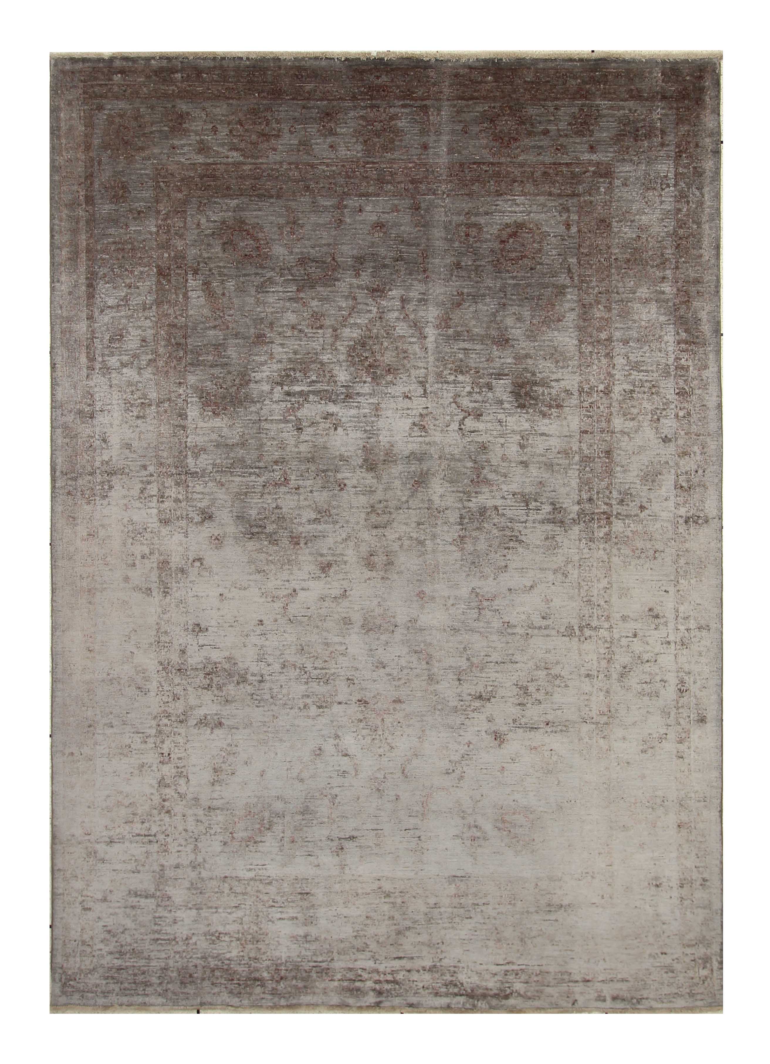 6'6"x9'10" Overdyed Oushak Slate Gray Hand-Knotted Rug - Yildiz Rugs