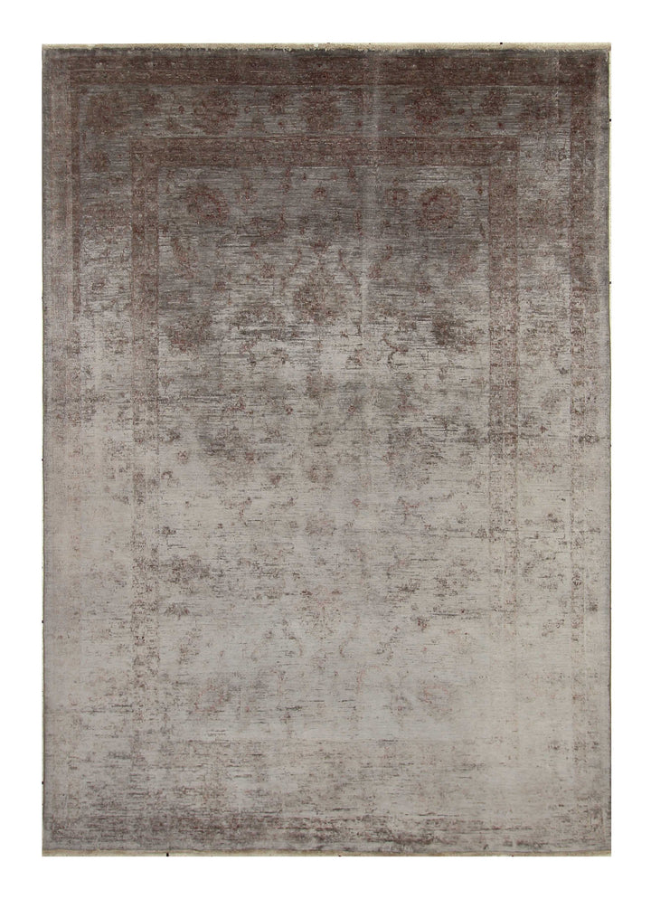 6'6"x9'10" Overdyed Oushak Slate Gray Hand-Knotted Rug - Yildiz Rugs