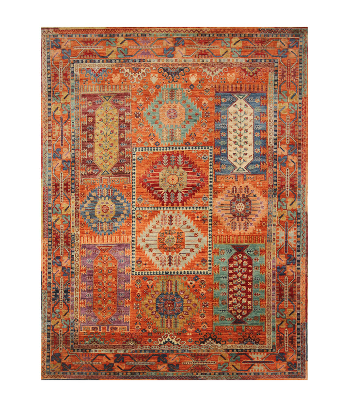 7 x 9 ft Orange Baluch Afghan Hand Knotted Tribal Bohemian Rug - Yildiz Rugs