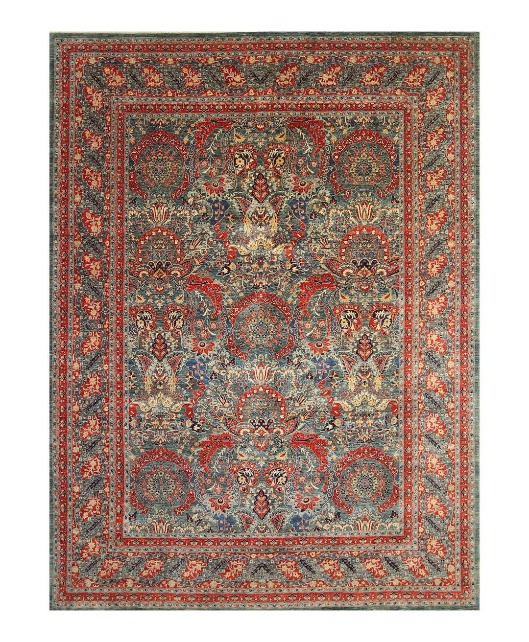 9x12 Green Turkish Hereke Super Quality Hand knotted Oriental Rug - Yildiz Rugs