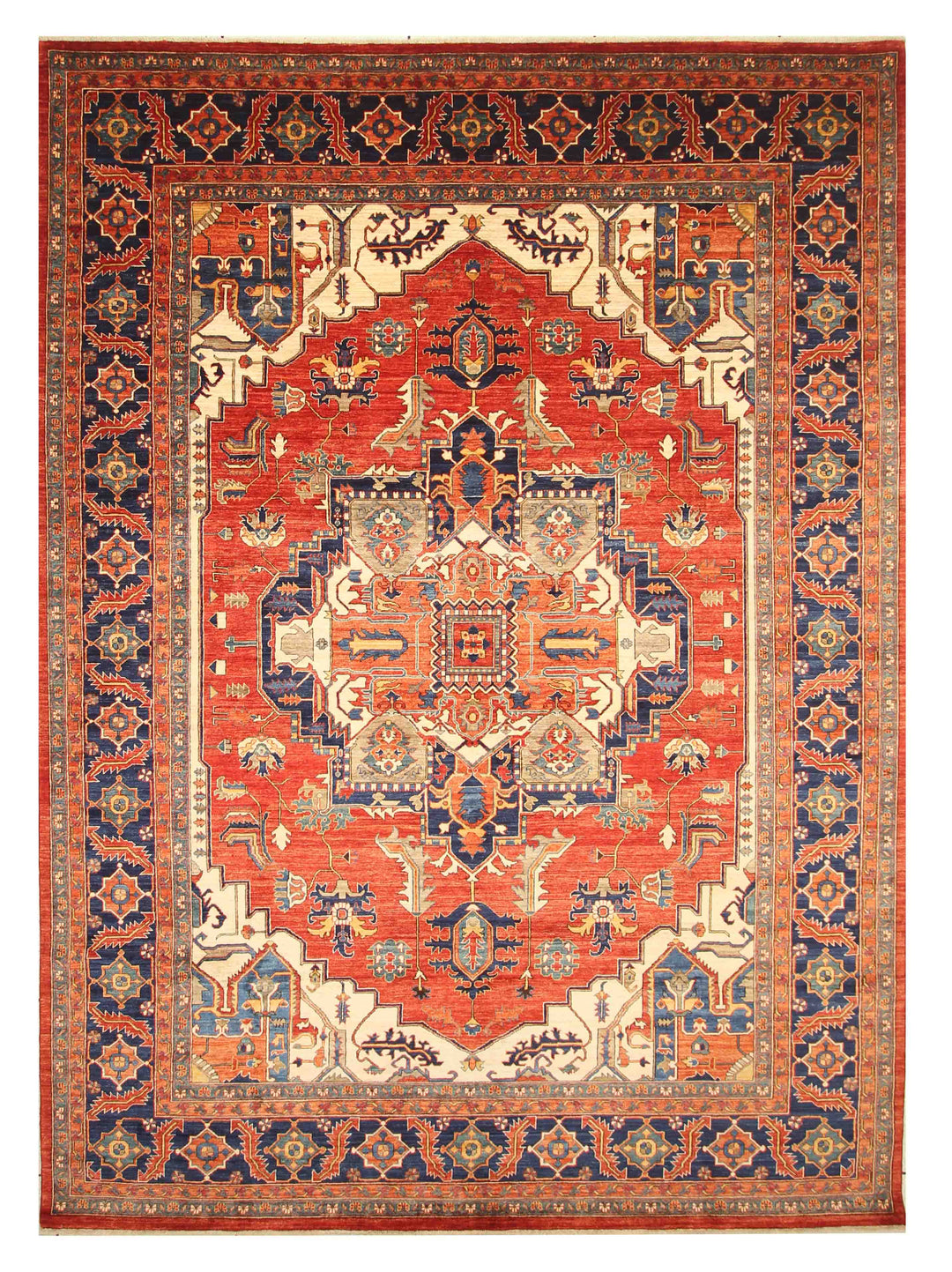 9'5" x 13'2" Red Heriz Afghan Hand Knotted Medallion Rug - Yildiz Rugs