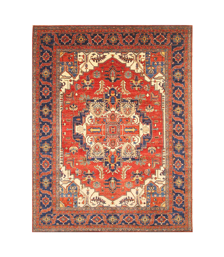 9x12 Red Heriz Afghan Hand knotted Medallion Oriental Rug