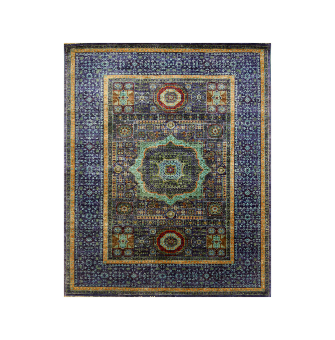 4'6" x 5'6" Blue Mamluk Hand knotted Turkish Rug - Yildiz Rugs