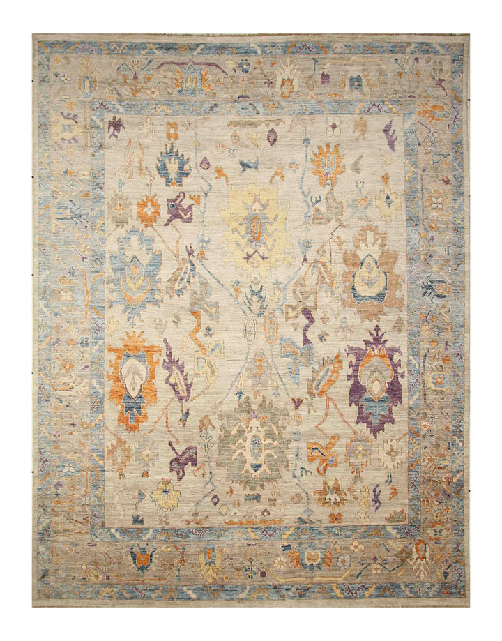 9x12 Warm Beige Oushak Turkish Hand Knotted Rug - Yildiz Rugs