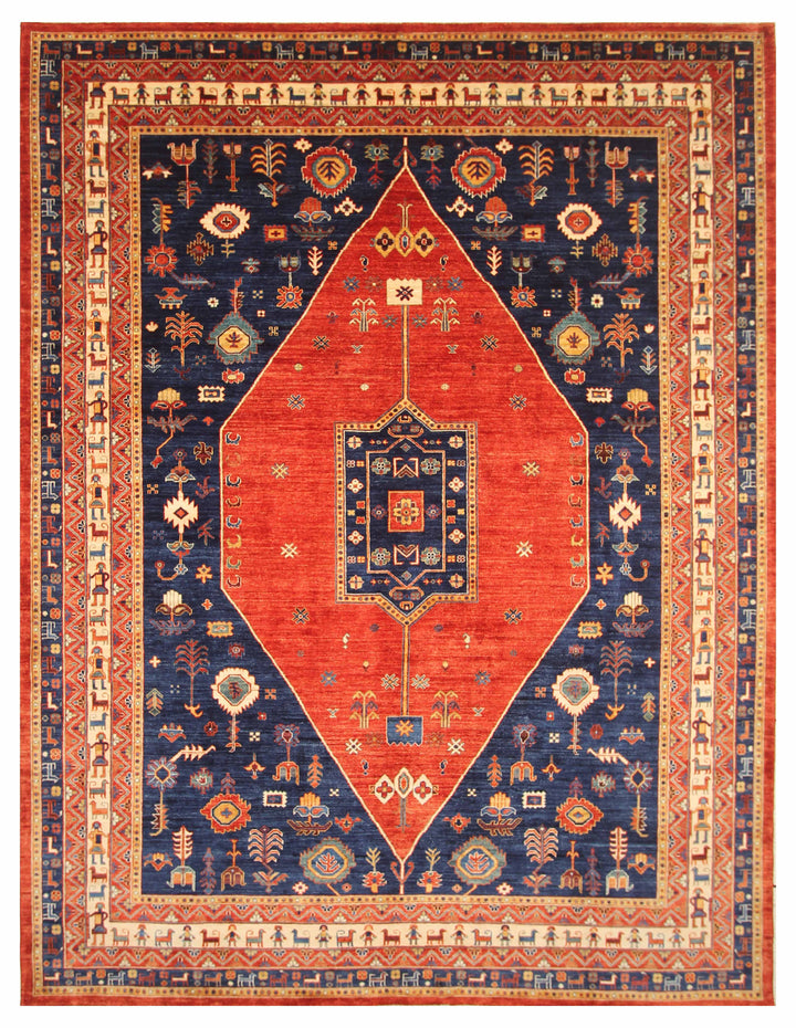 9x12 Red Blue Tribal Gabbeh Afghan Nomad Qashqai Oriental Rug