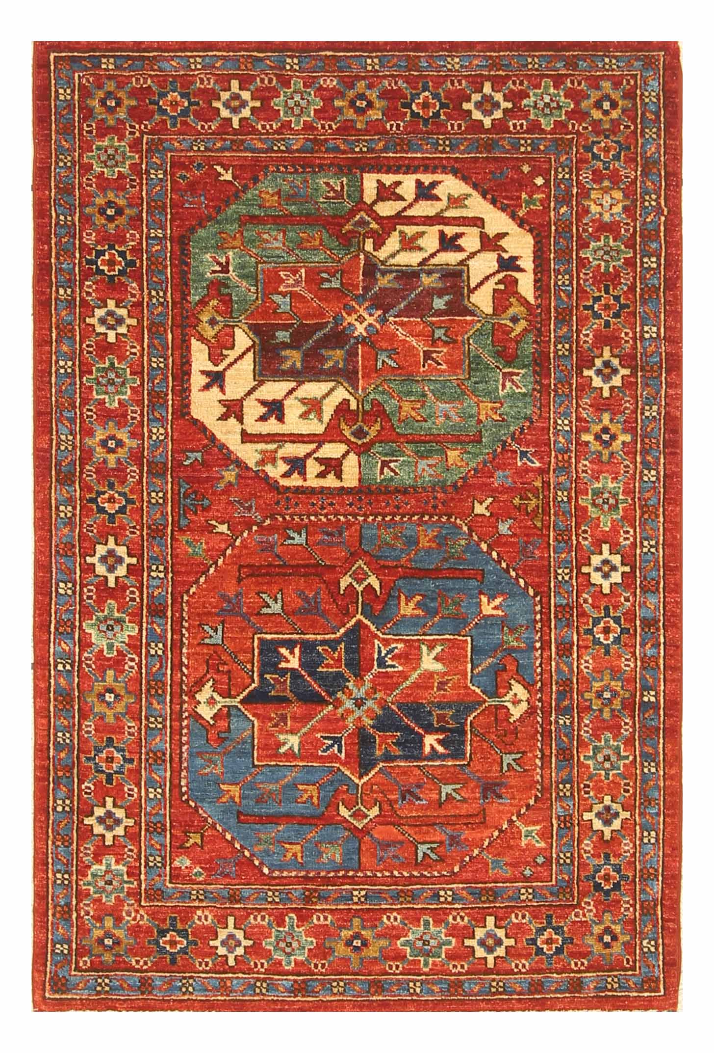 3x4 Red Ersari Hand Knotted Afghan Wool Oriental Rug - Yildiz Rugs