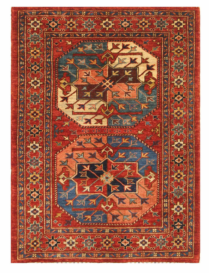 3x4 Red Ersari Hand Knotted Afghan Oriental Rug - Yildiz Rugs