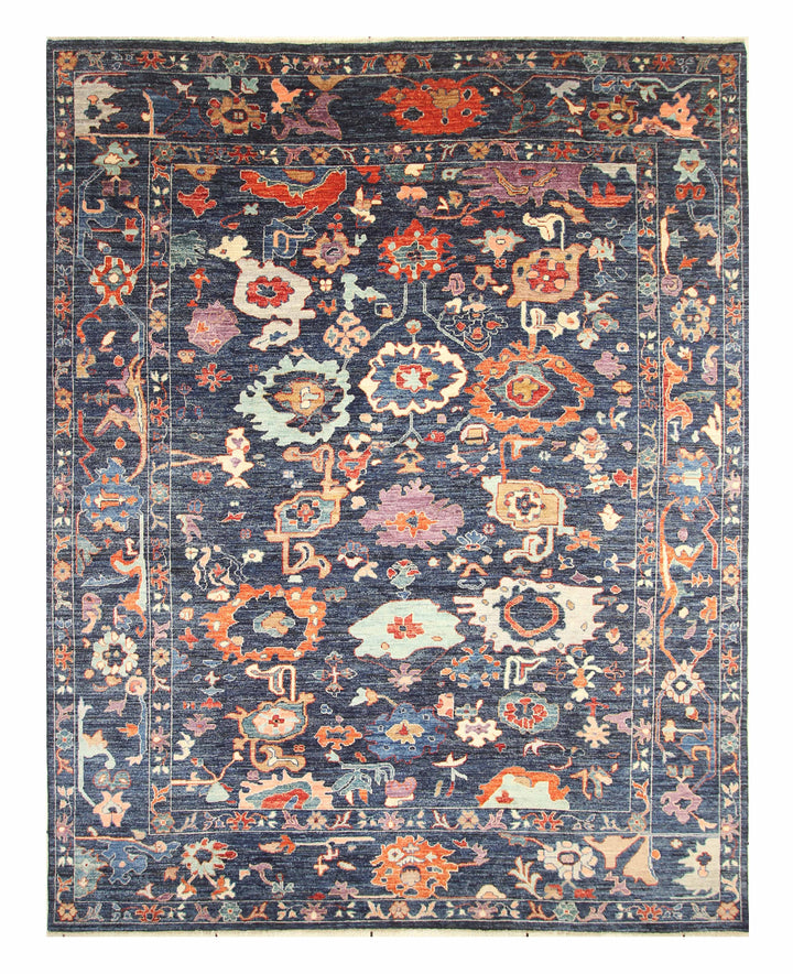 9x12 Navy Blue Oushak Turkish Hand knotted Oriental Rug - Yildiz Rugs