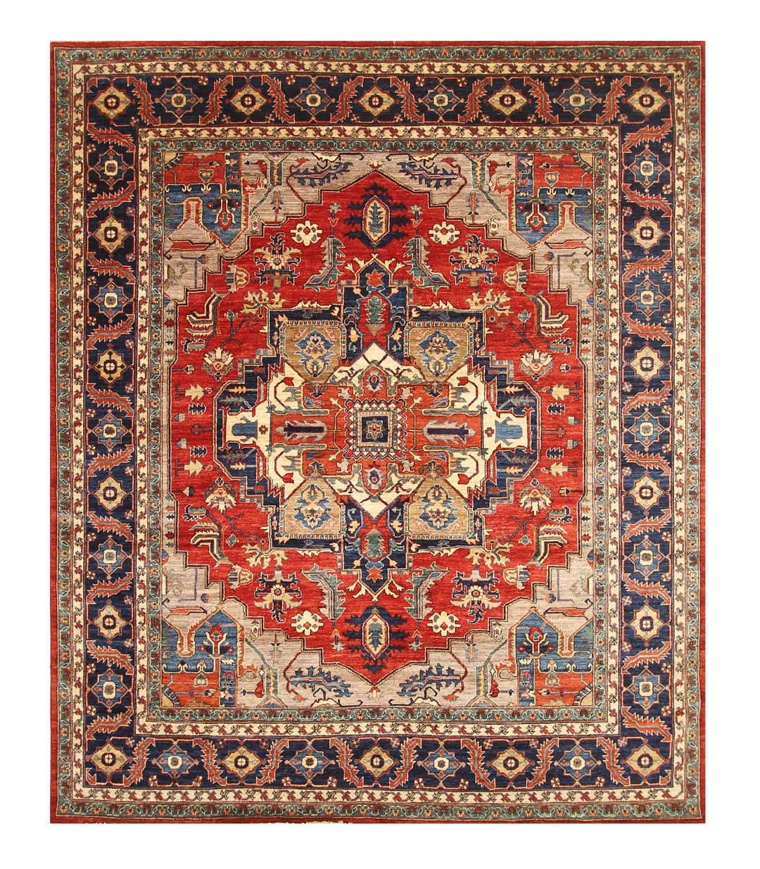 8x10 Red Heriz Afghan Hand knotted Oriental Medallion Rug - Yildiz Rugs