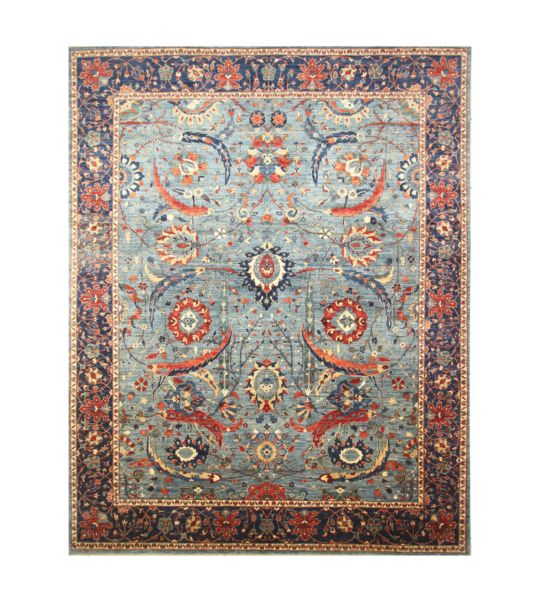 12x15 Blue Sickle Leaf Afghan Hand knotted Oriental Rug - Yildiz Rugs