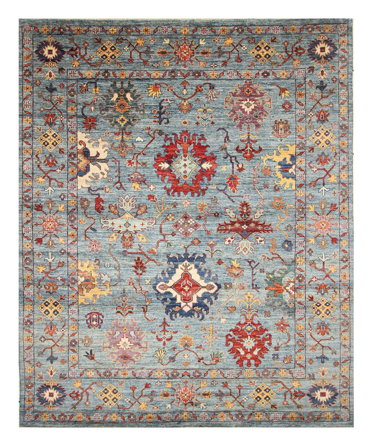 8x10 Blue Oushak Turkish Hand knotted Rug - Yildiz Rugs