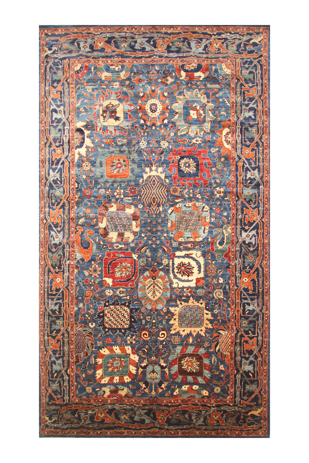 9x16 Navy Blue Bidjar Afghan Hand Knotted Gallery Size Oriental Rug - Yildiz Rugs